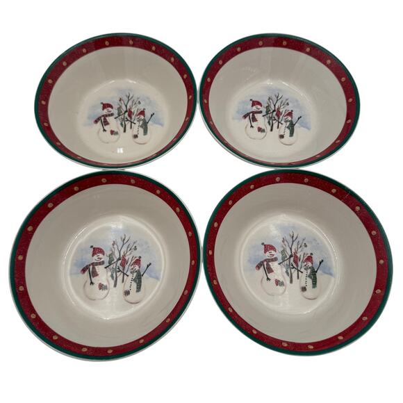 Set/4 Royal Season Cereal/Soup Bowl Stoneware Snowman Winter Christmas Dishes - Picture 2 of 8